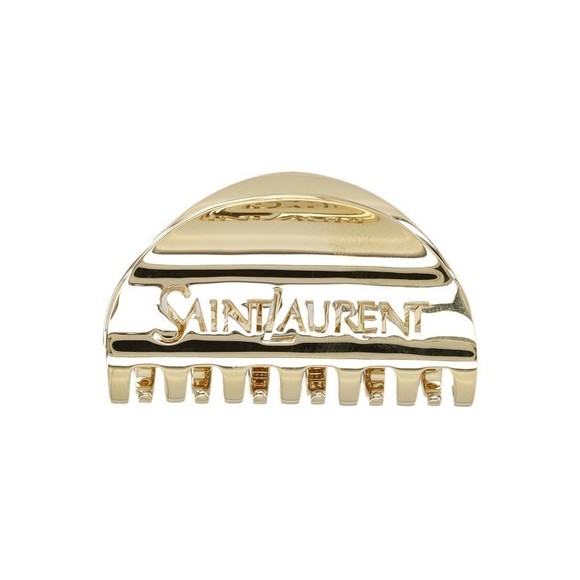 Saint Laurent Gold Half-Moon Claw Clip With Engraved Detailing - NWT - Picture 1 of 2